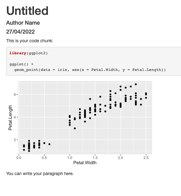 R Markdown output preview